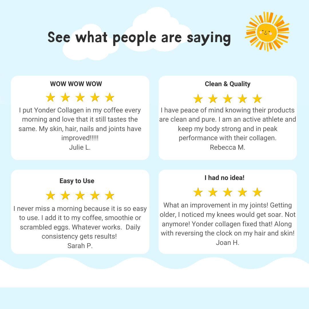 Customer testimonials about collagen product.