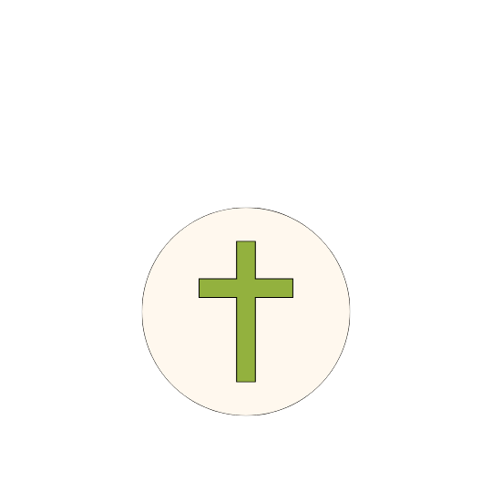 Green cross on white circle