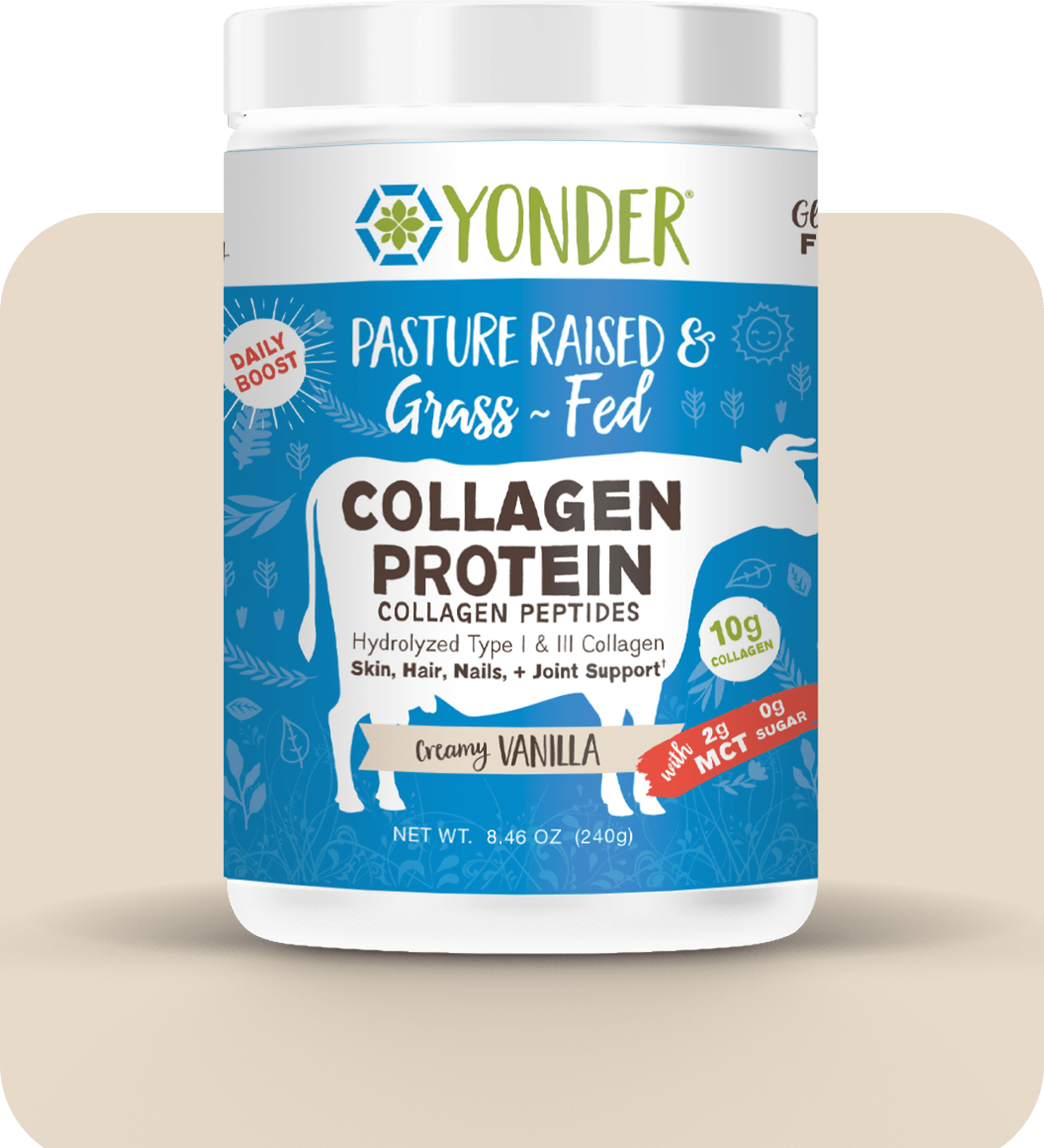 Yonder Pasture Raised & Grass-Fed Collagen Protein - Creamy Vanilla