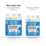 Larger tub of Yonder Collagen Peptides, both sizes compared