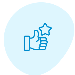 thumbs up with star, positive review