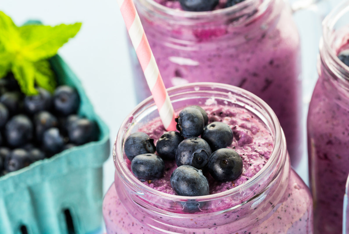 Blueberry Almond Butter Collagen Smoothie Recipe made with Yonder grass-fed collagen