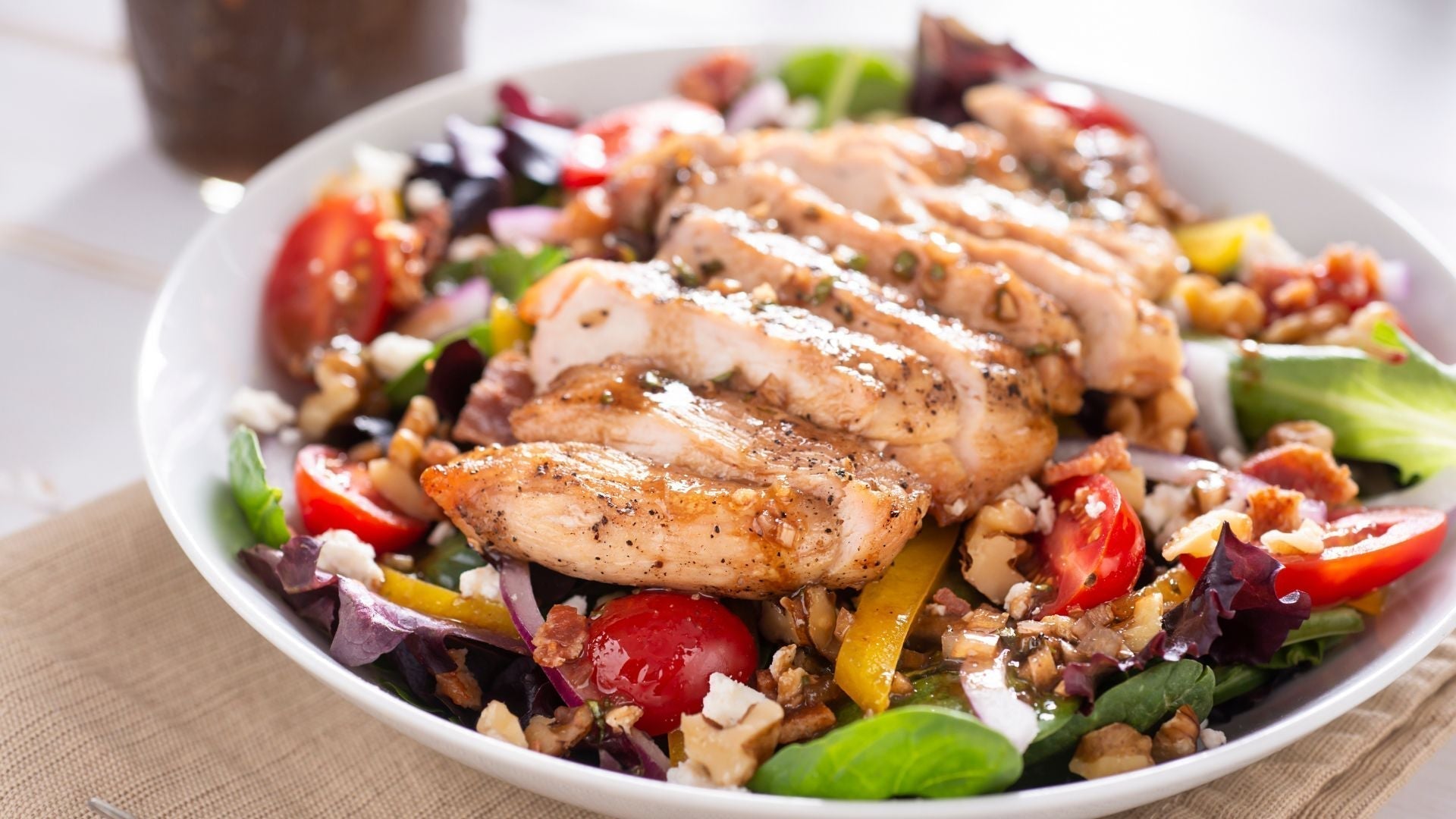 high-protein Mediterranean Healthy Greek grilled chicken salad  recipe