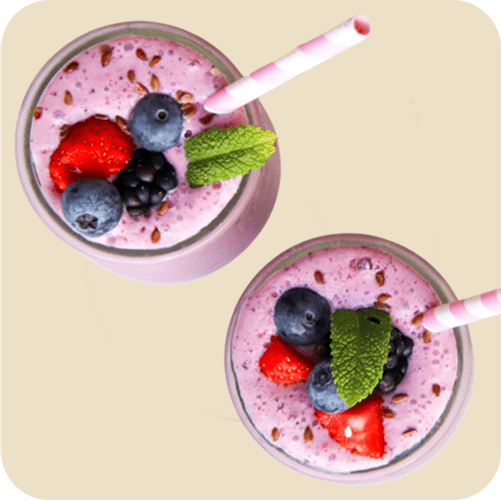Two berry smoothies with mint