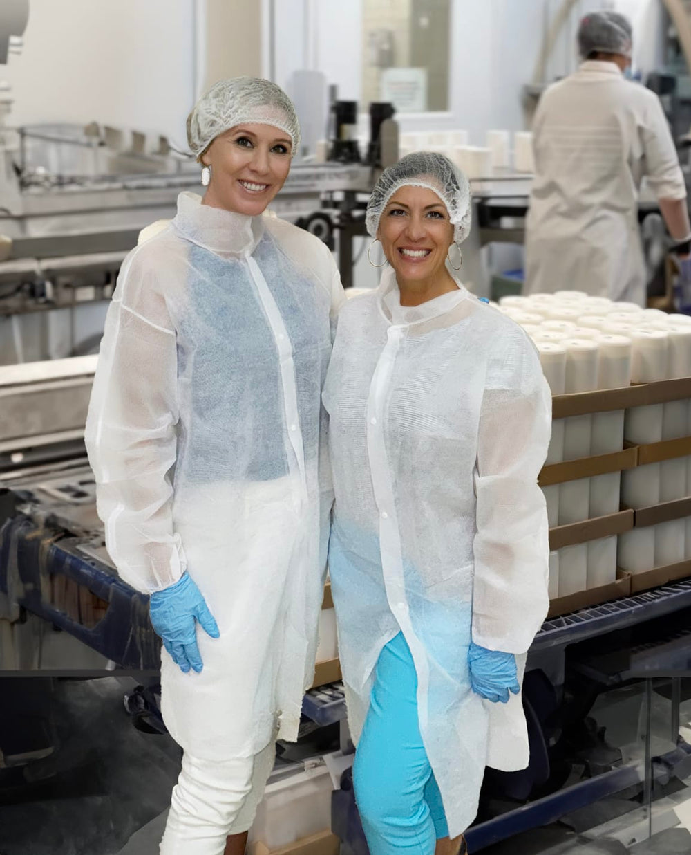 Sheri and Gina at the manufacturing facility