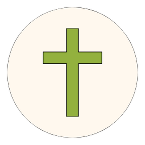 Green cross in a cream circle, the Faith value